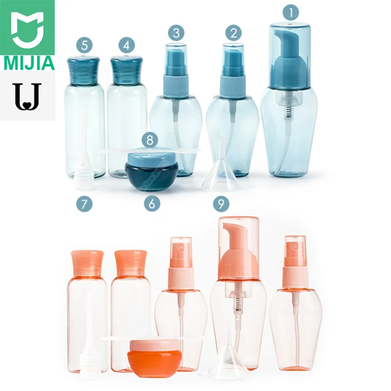 

9pcs Xiaomi Mijia Travel Sub-bottle Type Fine Mist Small Spray Bottle Cosmetic Hydrating Set Portable with Storage Bag
