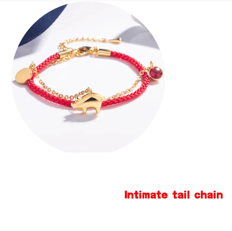 Модные 925 браслеты с серебряной цепочкой для женщин Изысканные циркониевые красные веревки зодиака золотые свиньи браслеты для девочек юбилей ювелирные изделия подарок