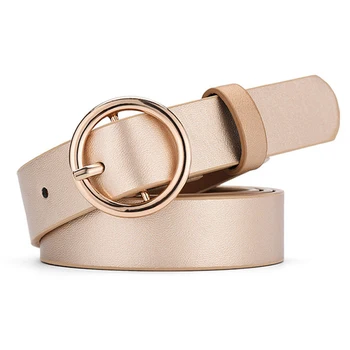 

New Fashion Ladies Ring Round Buckle Belt Korean Women Dress Coat Belt Student Wild Decorative Belt 105cm Send Hole Punch