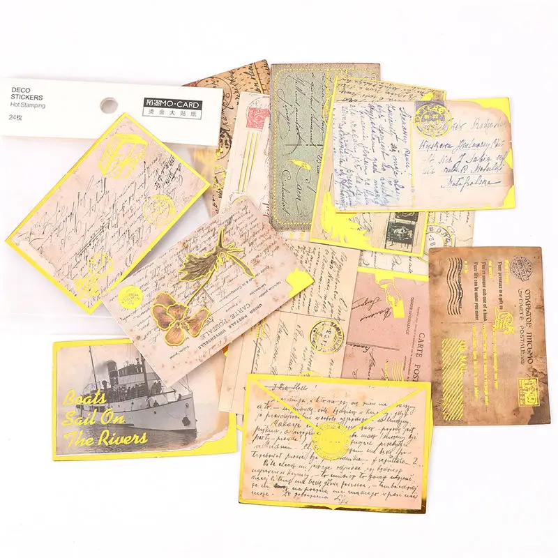 

Decorative Paper Bronzing Sticker Mixed Rectangle Postcard Scrapbooking Notebook Decoration 7x6.2cm 7x4.1cm, 1 Packet(24 Pack)