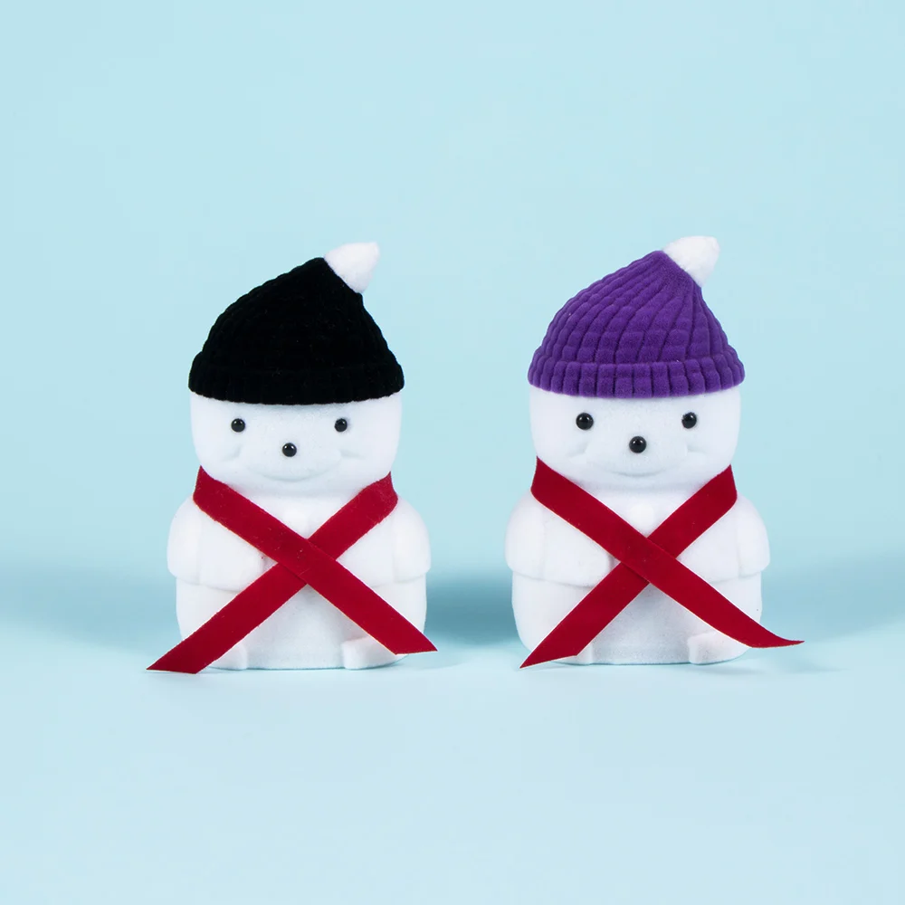 Нежный Рождественский Снеговик черный фиолетовый кольцо коробка Кольцо Серьги Дисплей держатель ювелирных изделий чехол для хранения подарок