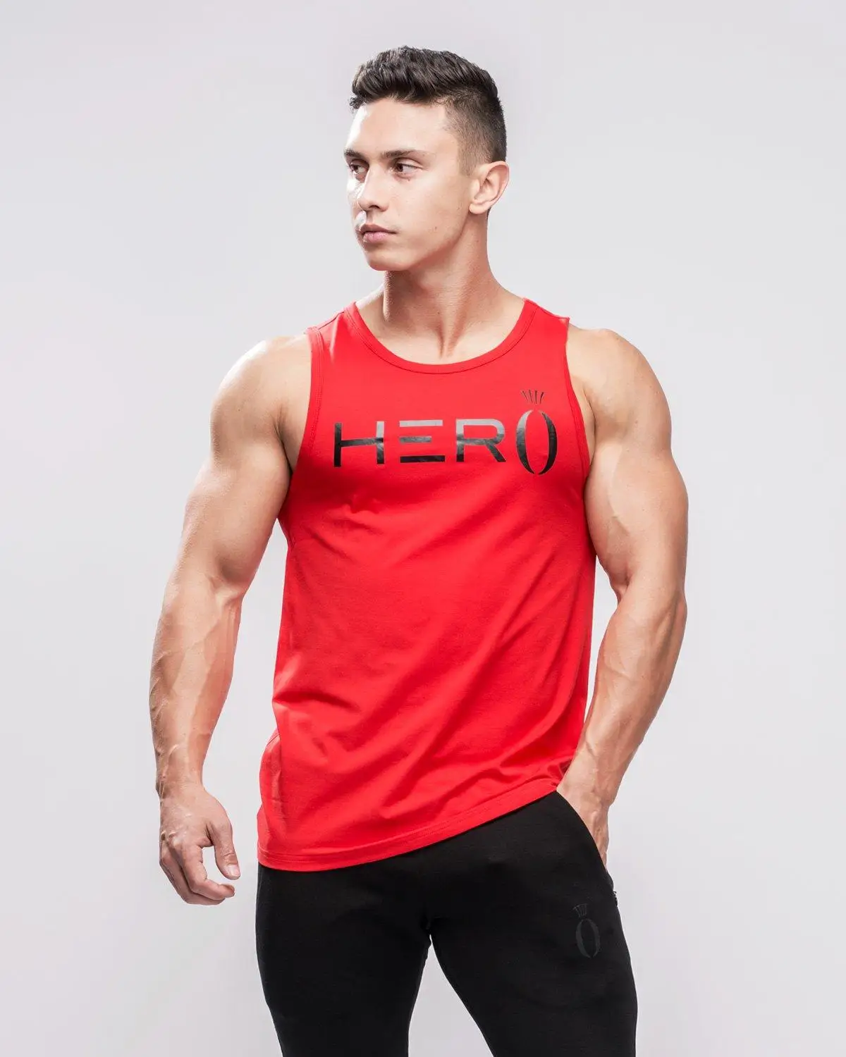 Hera Hero Men's Body Slimming Compression Sleeveless Tight vest Fitness Moisture Wicking Workout Vest Muscle cotton Tank Top - Цвет: HERO4 red