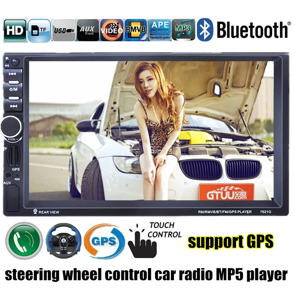 7 ''дюймовый 2 Дин радио MP5 радио-Кассетный проигрыватель Авто Bluetooth видео USB TF FM стерео 8 г географические карты к зеркало GPS ссылка автомагнитола магнитола