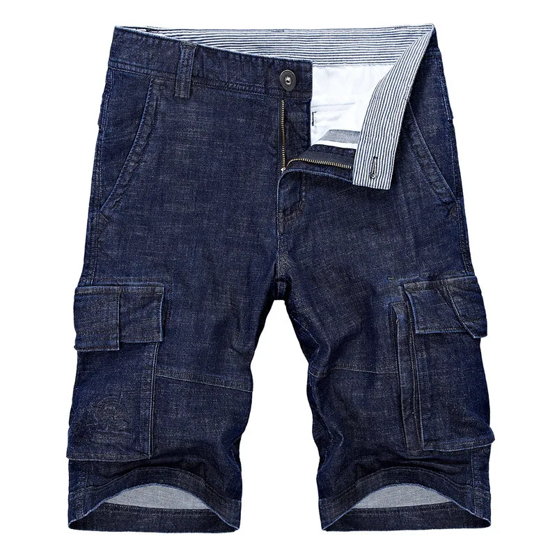 

Men Outdoor Training Climbing Riding Multi-pocket Denim Shorts Summer Male Large Size Straight Army Tactical Cargo Short Trouser