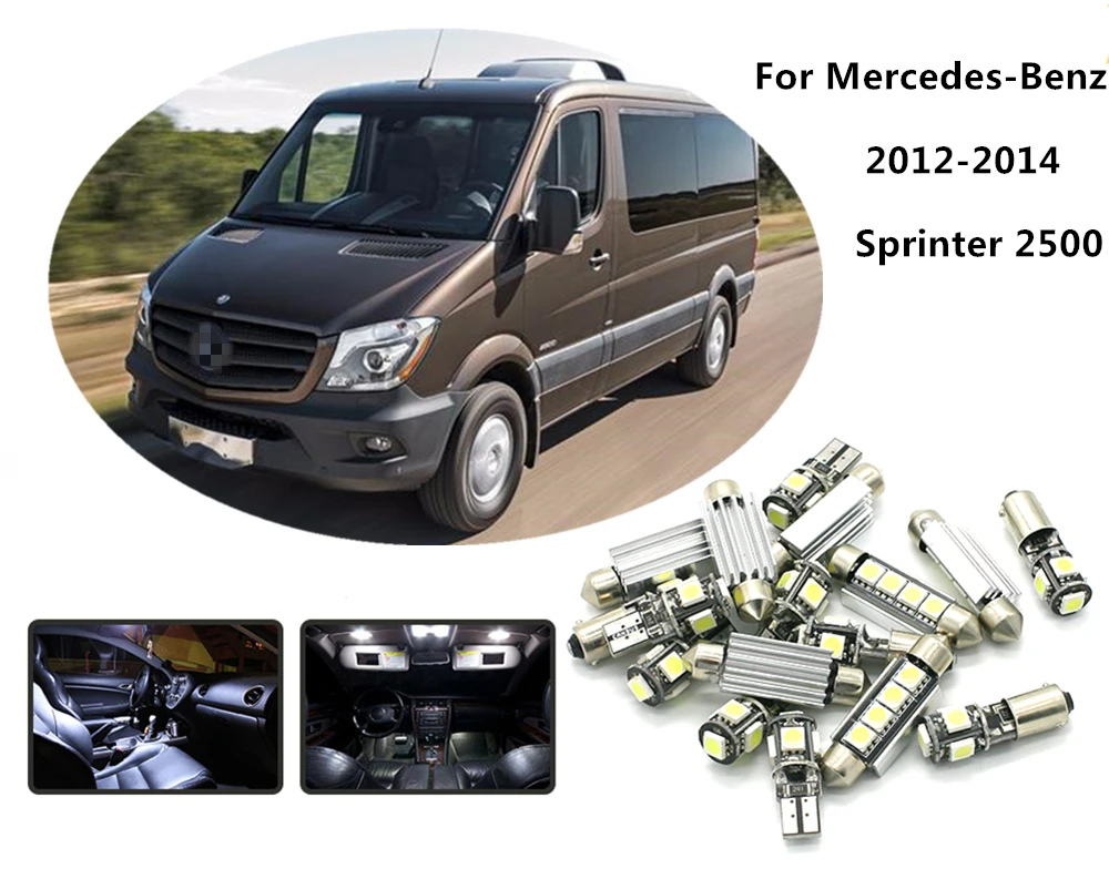 LOAUT 10pcs White Car LED Light Bulbs Interior Package Kit For Mercedes Benz Sprinter 2500 2012-2014 Error Free Canbus | Автомобили и