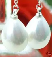 

SALE Big 12*15MM high luster Drop White Sea Shell Pearl Earring with Stering Silver 925 hook-ear199