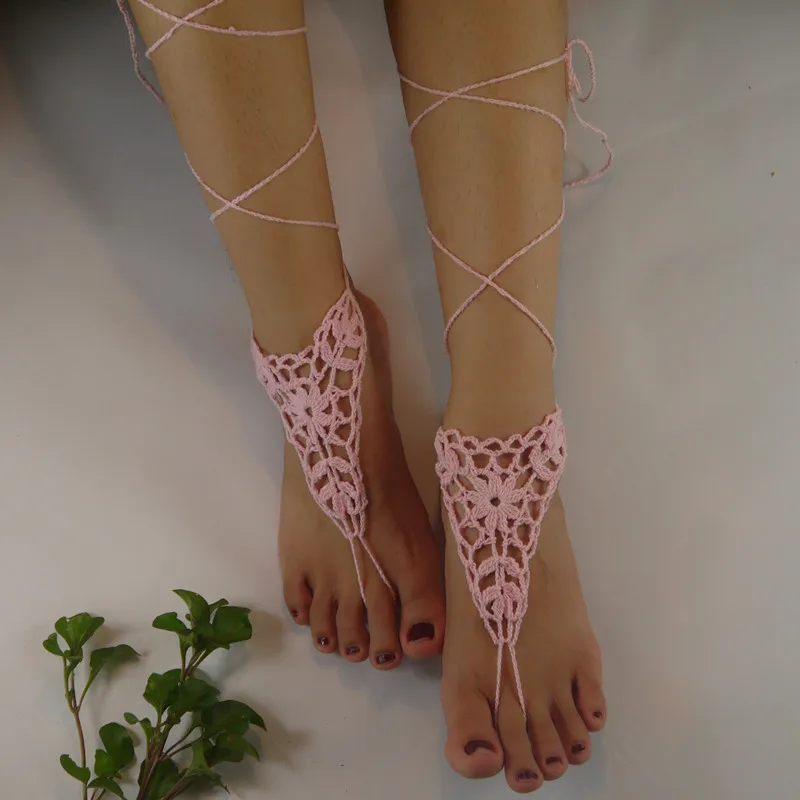 Crochet barefoot sandals,Brides shoes,Yoga,Beach wear,Anklet,Hippy boho chic.