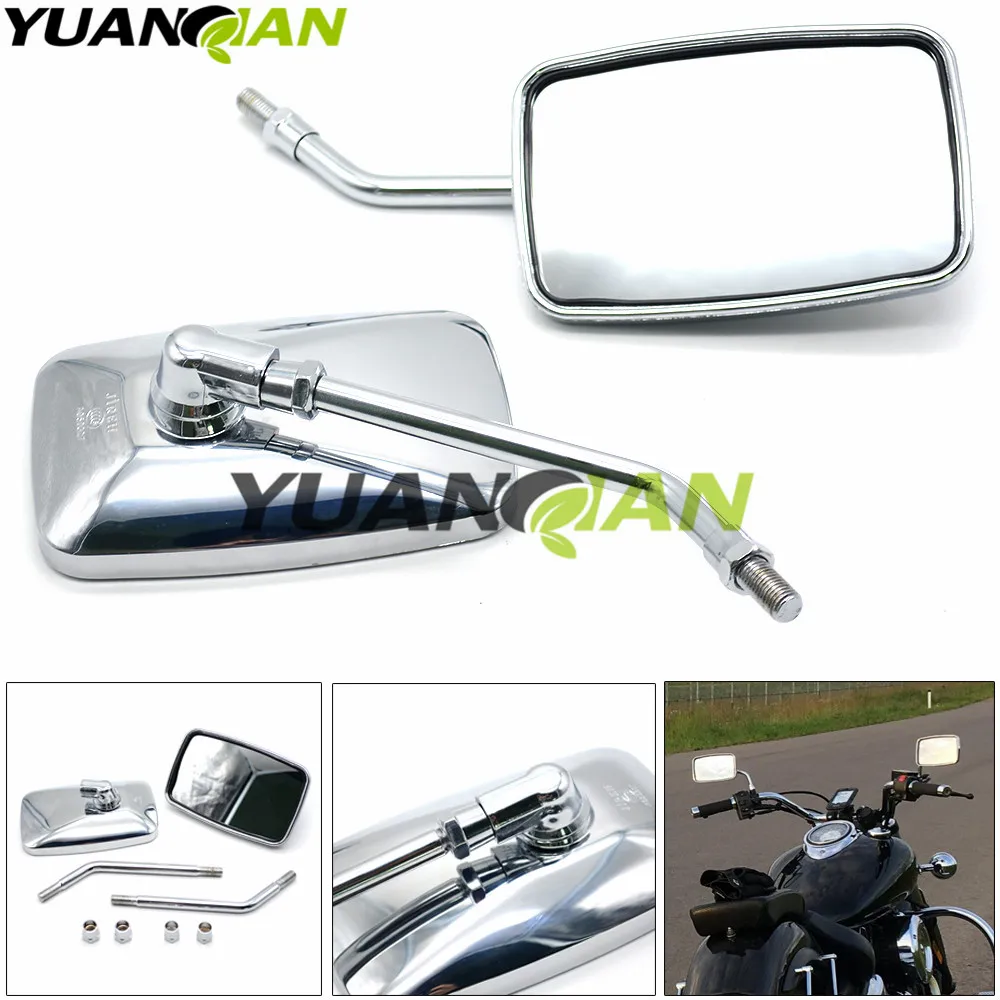 

10mm Universal Motorcycle Mirrors Side Rearview Mirrors Square Mirrors For Yamaha Suzuki Harley 883 Honda Dio Piaggio Cafe Race