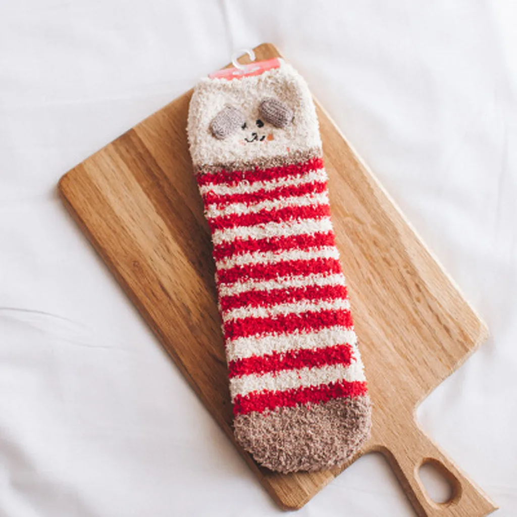

JAYCOSIN Thick socks for women autumn and winter Coral fleece female warm socks harajuku cartoon Ear little floor socks 9031543