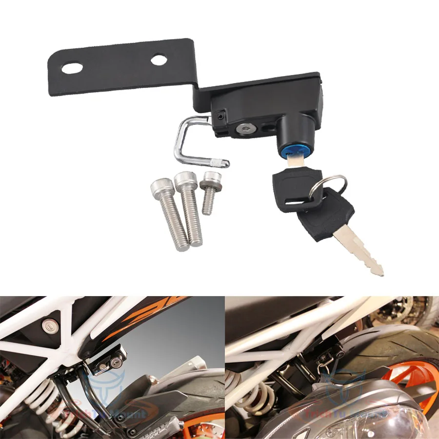 Motorcycle Anti-Theft Helmet Lock with Keys for KTM Duke 125 2012-2016 Duke 200 2013-2016 Duke 390 2014-2016 Duke 250 2015-2016-Yellow