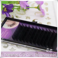 4 лотка/лот 0,07 C/D Curl ручной работы Мягкие 3D объемные ресницы Корея шелк отдельных наращивания ресниц