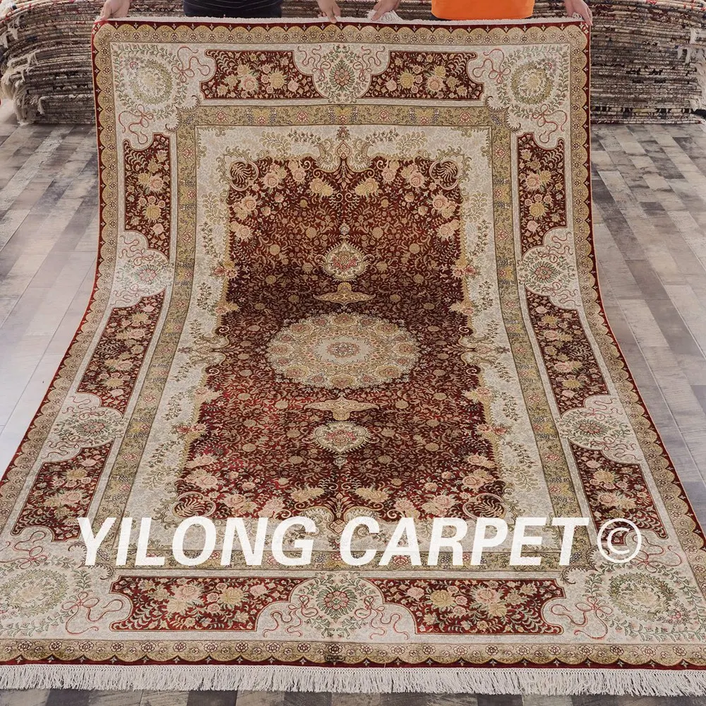 Yilong 6'x9' шелк на шелке высшего класса персидский традиционные ковры ручной работы шелковый ковер(SL03A6x9