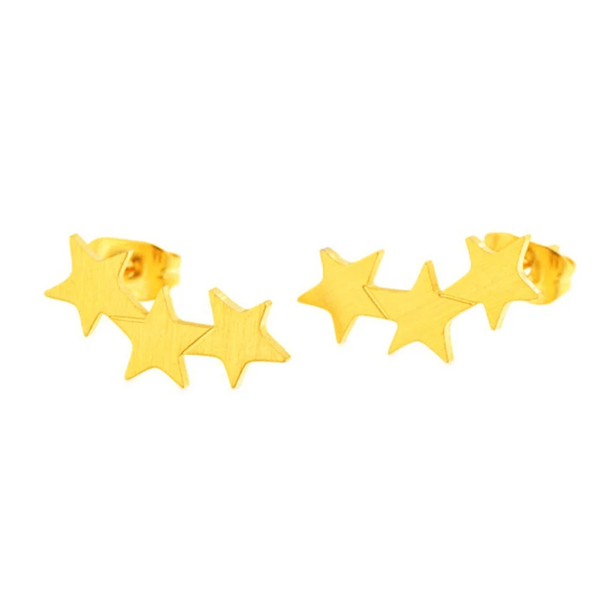 

Trendy Star Climber Line Stud Earrings For Women Kids Stainless Steel Tiny Small 3 Star Earrings Sweet Fashion Jewelry Orecchini