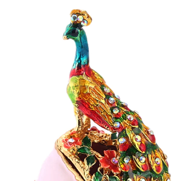 SZS Подарки для женщин винтажные павлиньи изделия из металла фиолетовый Faberge русские яйца фигурка шкатулка для бижутерии пасхальное ожерелье