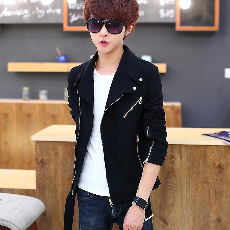 

2019 new men's jacket personality spring trend handsome Korean Slim young students spring and autumn thin jacket