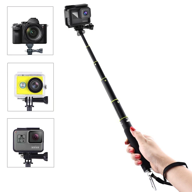 Metal Non-slip Extendable Handheld Selfie Stick Multifunctional Monopod with Remote control clasp for GoPro 5 Camera Accessories (1)