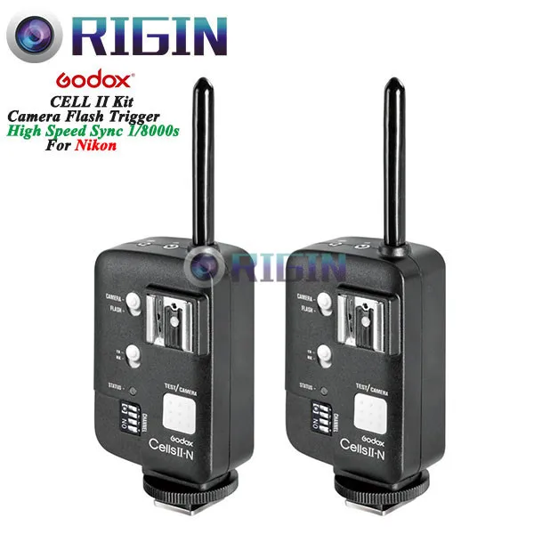 ФОТО Godox Wireless Remote Trigger CELL-II All-in-1 Transmitter+Receiver Kit High Speed Sync 1/8000s (For Nikon) Free Shipping
