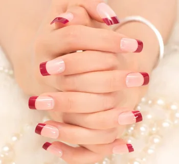 

24PCS Faux Ongle French Manucure Acrylic Nail Art Tips Fake Nail Stiletto Full Cover Artificial Nails False Nail Tips