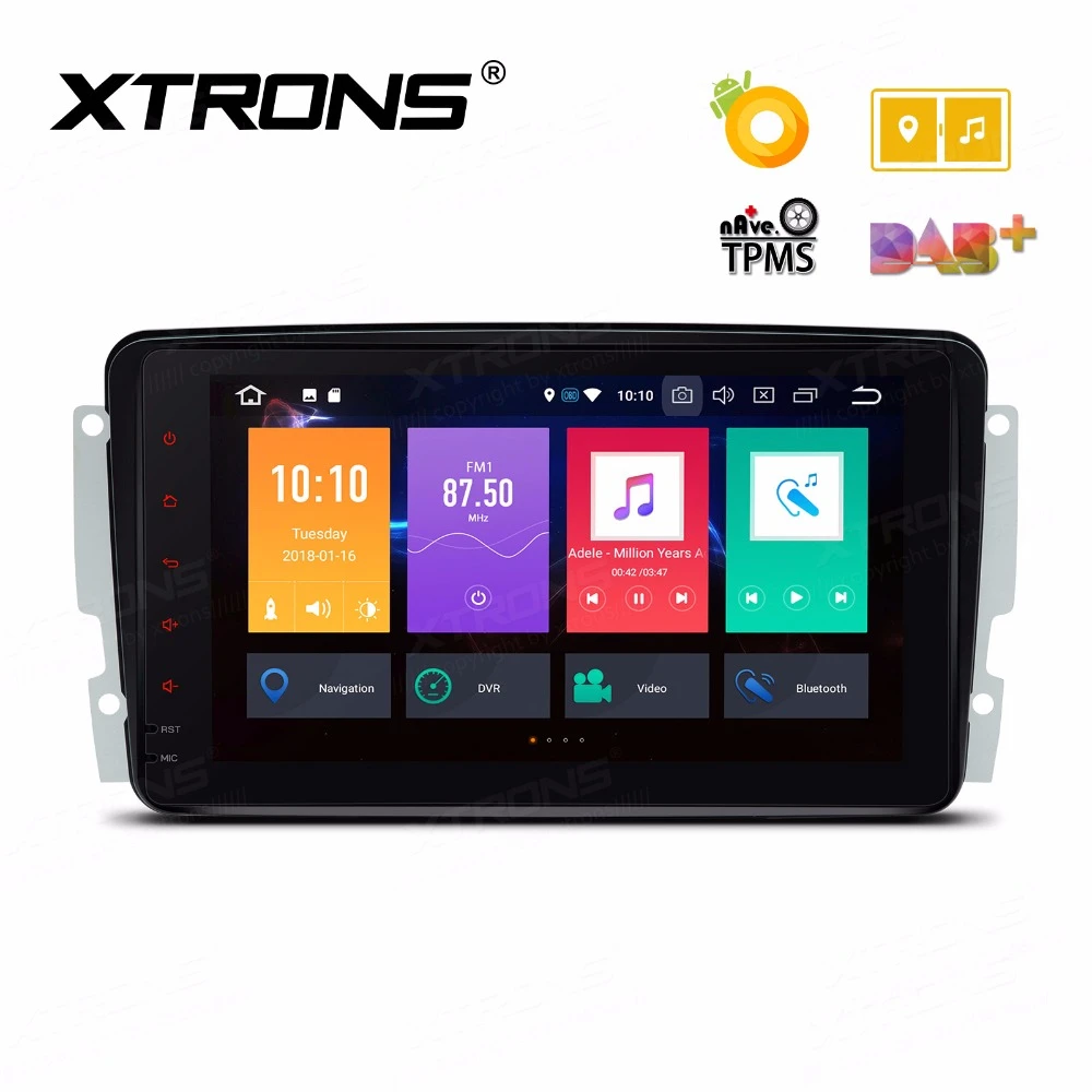 XTRONS 8 Inch Android 8.0 Octa Core 4G RAM 32G ROM Multi Touch Screen Car Stereo Player GPS DVR Wifi TPMS OBD2 for Mercedes Benz C-Class W203 W168 PE88M203PL 
