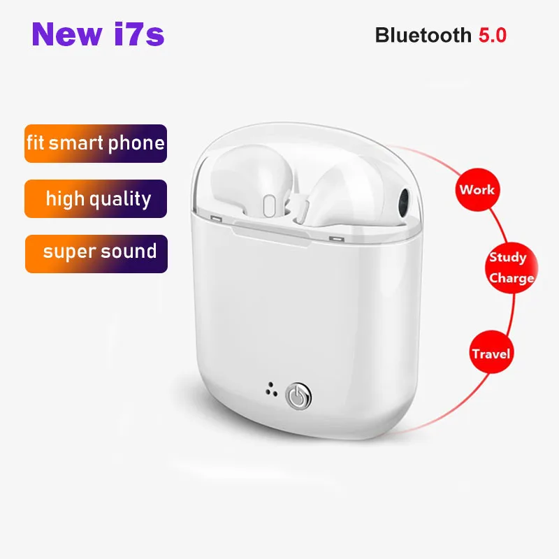 

i7s TWS Bluetooth Earphone Stereo Earbud Wireless Headphones With Charging Box Mic For xiaomi All Phone