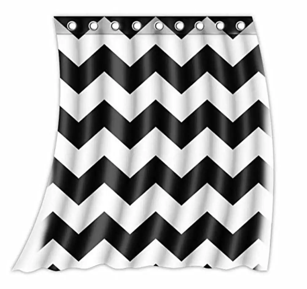 

Custom Chevron Pattern Black white Pattern Curtain Polyester Fabric Window Curtain Size 52wx63h (One Piece)