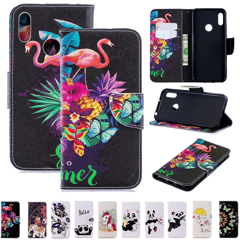 Etui huawei Y6 Y7 2019 чехол Prime в форме единорога панда кожаный СПС принципиально Y7Prime Y6Prime