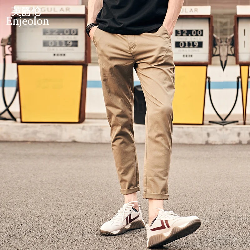 

Enjeolon Brand 2019 Spring Summer Fashion New Casual Pants Men Slim Fit Cotton Trousers Male Clothing Plus Size KZ6349