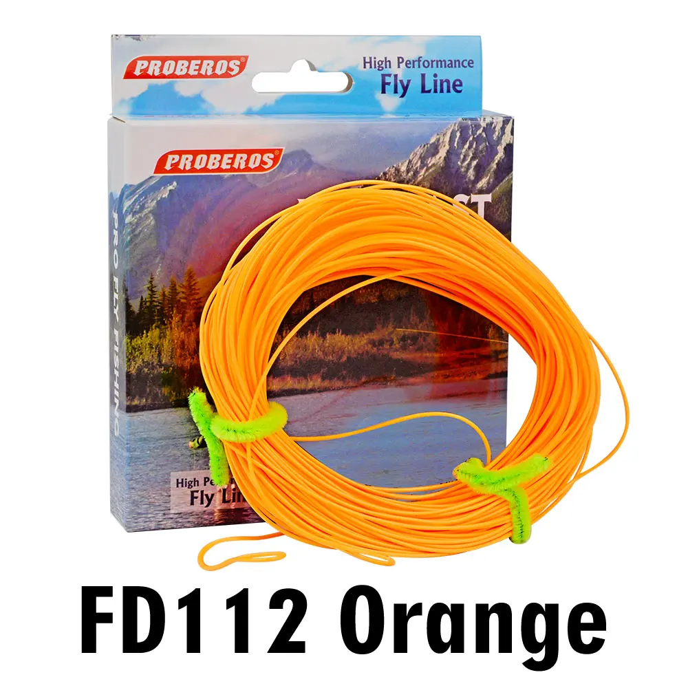 1 шт. PRO BEROS Fly Line 4 цвета 100 футов Вес вперед плавающая Летающая леска WF-2F/3F/4F/5F/6F/7F/8F - Цвет: Оранжевый