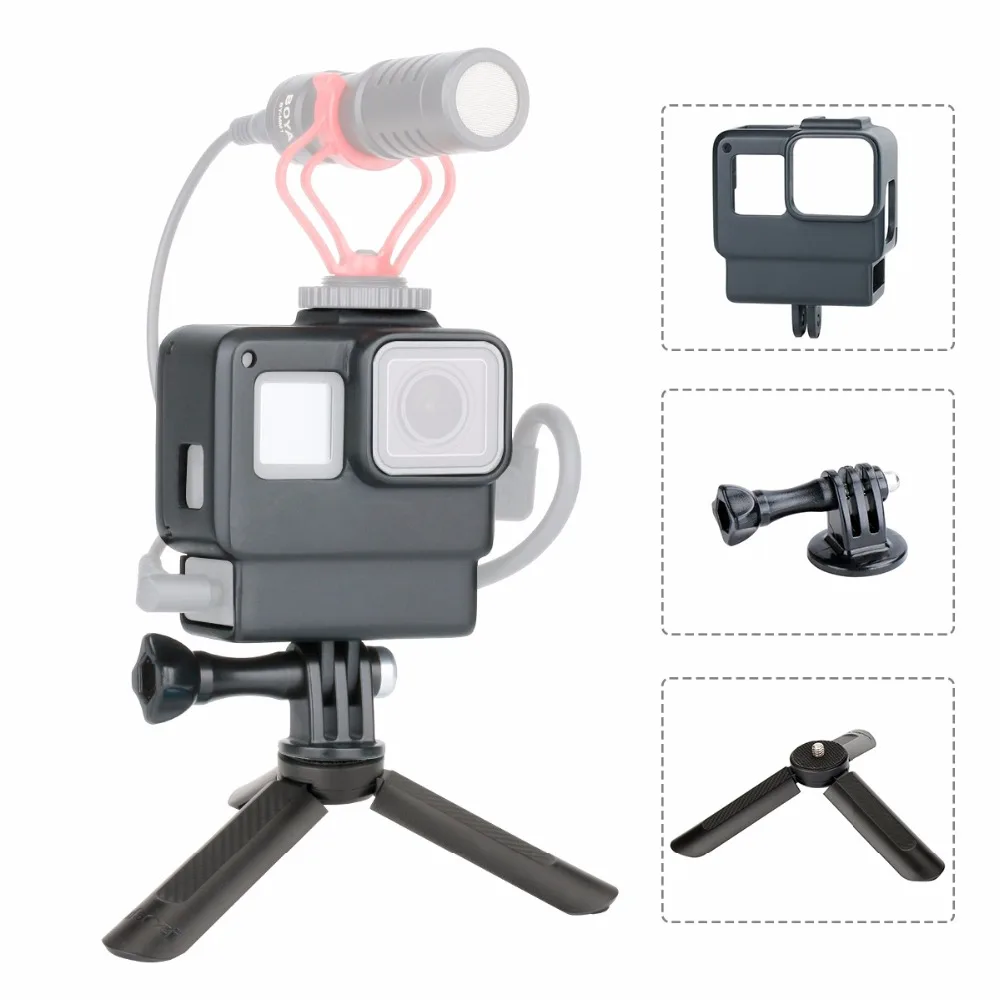 Ulanzi V2 GoPro Vlogging Housing Frame Case Cover w Tripod Hot Shoe
