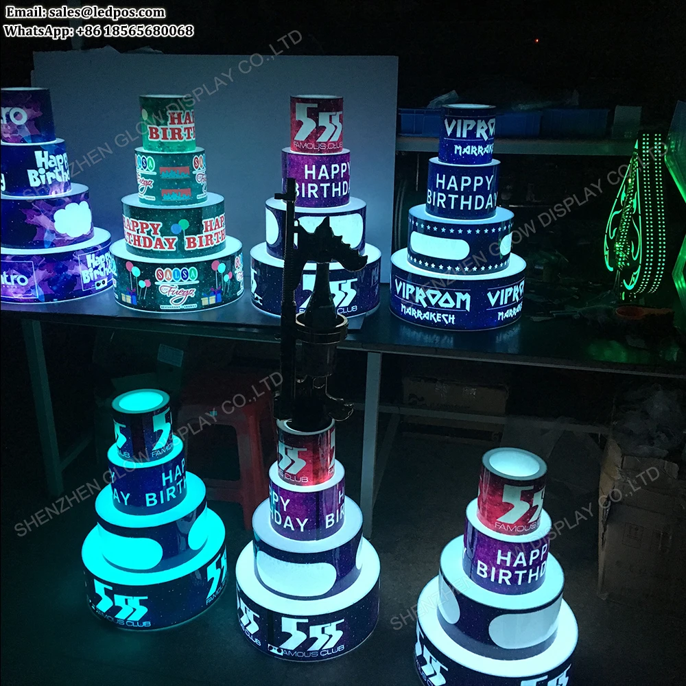 Bouteille De Gateau D Anniversaire Avec Logo Personnalise Presentoir A Led Service Vip Pour Mariage Boite De Nuit Fete Bar Aliexpress