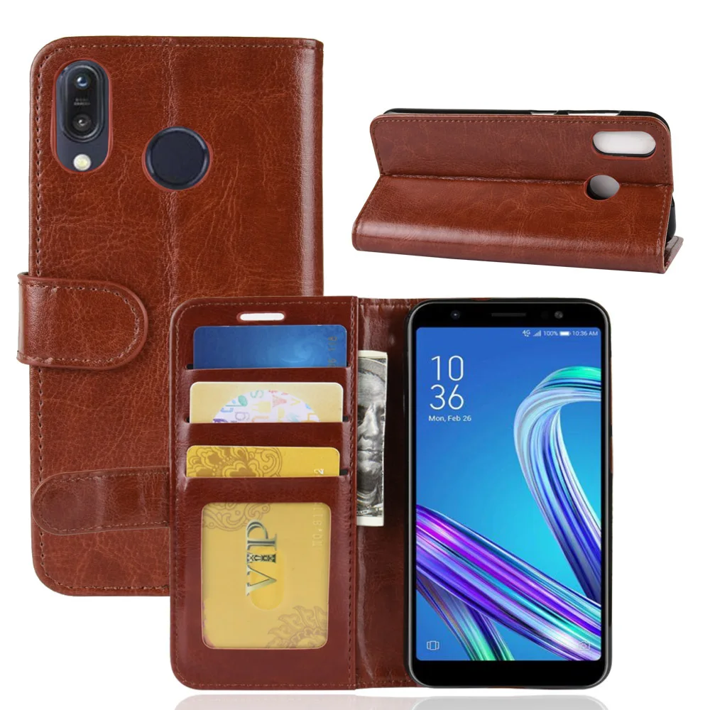 Luxury Wallet Flip Phone Case For Asus Zenfone Max (M1) ZB555KL Cover With Card Slot Stand