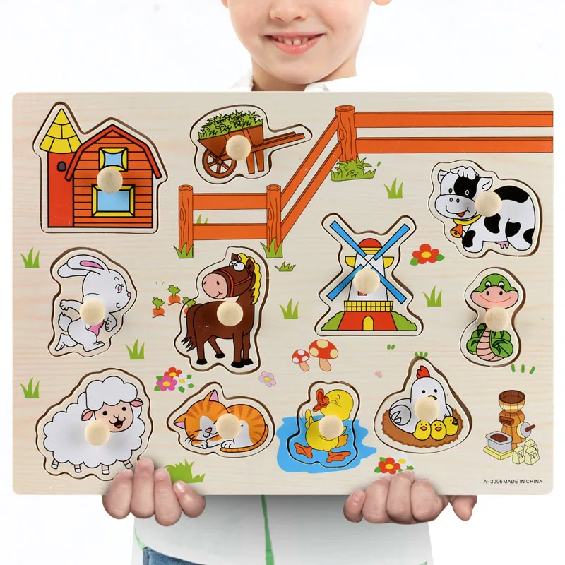 30cm Wooden Toys Jigsaw Puzzle Hand Grab For Kid Early Educational Toys Alphabet And Digit 3D Puzzle Learning Education Toys 21