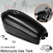 Motocicleta Universal Vintage 9L 2,4 Gal Cafe Racer tanque de combustible con tapa de hierro grueso interruptor Kit para Honda CG125 CG250 CG 125