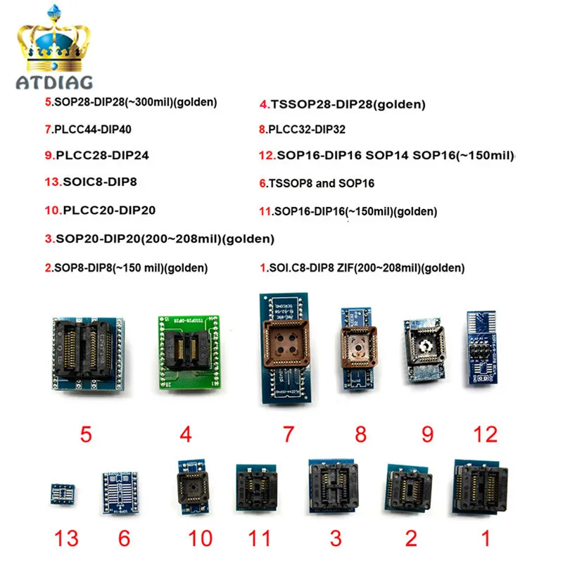 

NEW 13pcs/set Universal adapter scoket for programmer VS4800 TL866 TL866A TL866cs ezp2010 G540 EZP2010 TOP3000 + IC Extractor