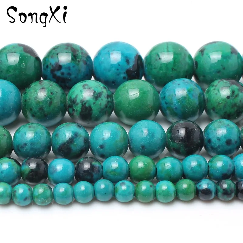 

Wholesale Green Blue Chrysocolla Stone Round Loose Spacer Beads For Jewelry Making 15 Inches 4 6 8 10 12mm DIY Bracelet Necklace