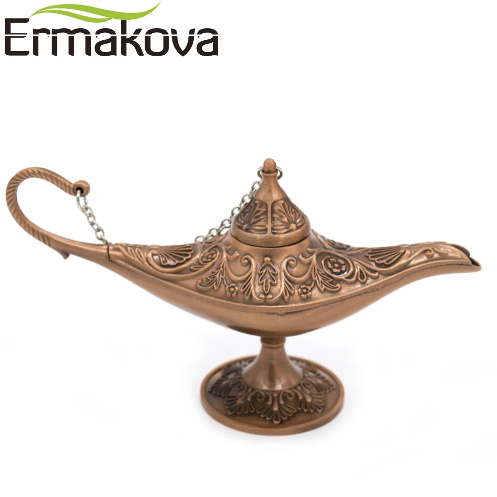 ERMAKOVA 12 см мини металлическая красная бронзовая волшебная лампа Genie в стиле ретро