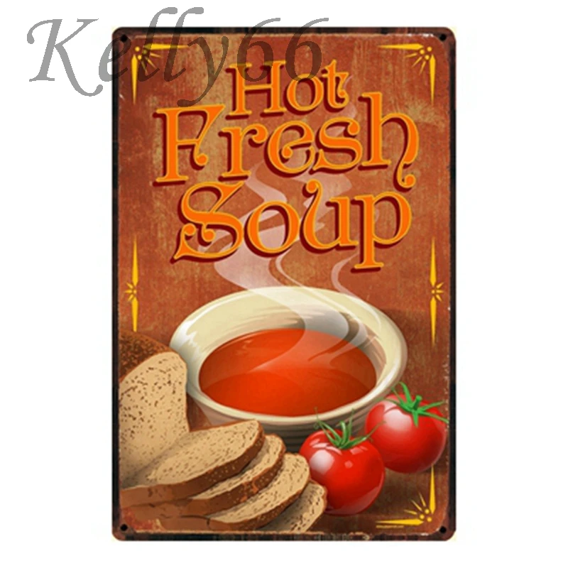 [ Kelly66 ] HOT FRESH SOUP Metal Tin Sign Poster Home Decor Bar Antique Wall Art Painting 20*30 CM Size y-1333 | Дом и сад