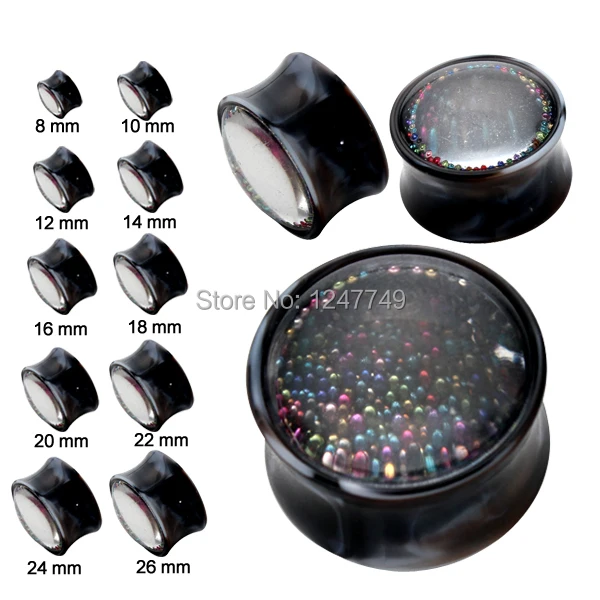 20pcs/lot New Style Colorful Beads Ear Flesh Tunnels Ear Plugs Gauges
