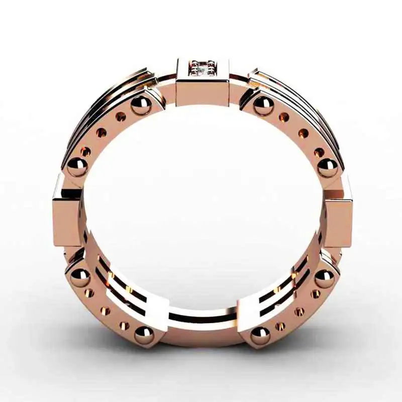 Huitan хип-хоп/Рок мужское кольцо модный геометрический дизайн нежный полый подарок на год для бойфренда с крошечным кубическим цирконием