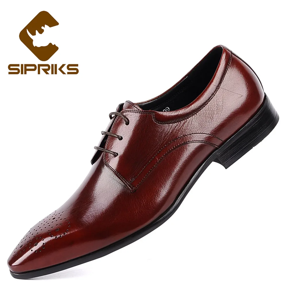 Escritório Derby Sipriks Moderno Nova Apontou De Toe Preto Vestido vermelho Vinho Homens Sapatos Importado Luxo Flats Italiano Para Chefe Vermelho Couro zz1nqrfZw