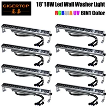 Цена со скидкой 8 блок IP65 Водонепроницаемый открытый светодиодный настенный светильник с новой уникальной технологией рассеивания 18X18 Вт свет для зданий красный/зеленый/синий/белый/желтый/УФ