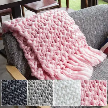 

New Coming Tassels Hand-woven Air-conditioned Sofa Blanket Super Thick Line Woven Blanket Photography Props Blanket Warm supply