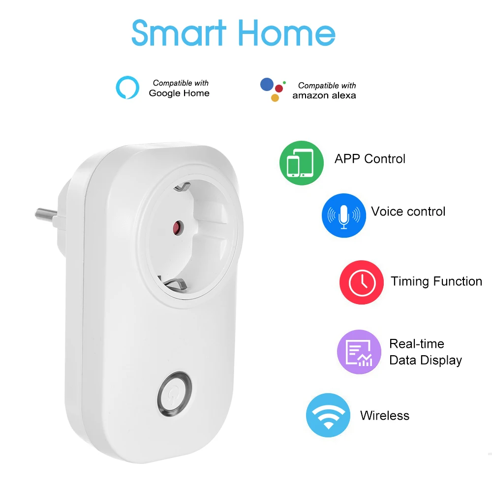

Smart Socket Power Plug Voice Control Compatible with Amazon Echo for Google Home IFTTT Tmall Elf Timing Function Remote Control