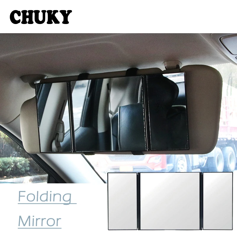 CHUKY Universal Portable Car Interior Sun Visor Tri fold Folding Mirror