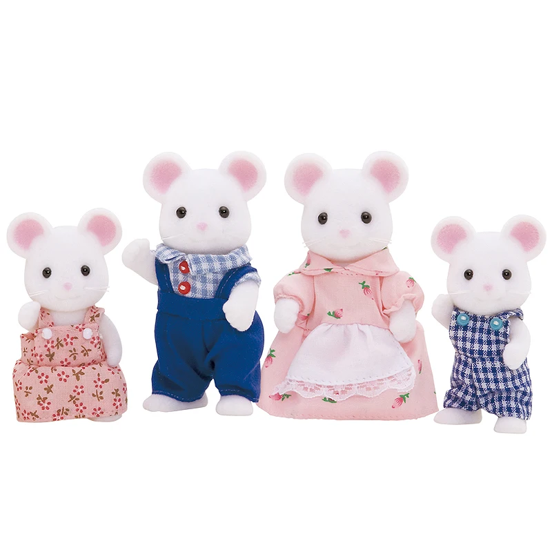 Sylvanian Families белая мышь семейный кукольный домик 4 шт. Набор фигурок родители и дети игрушка-подарок для девочки Новинка 4121