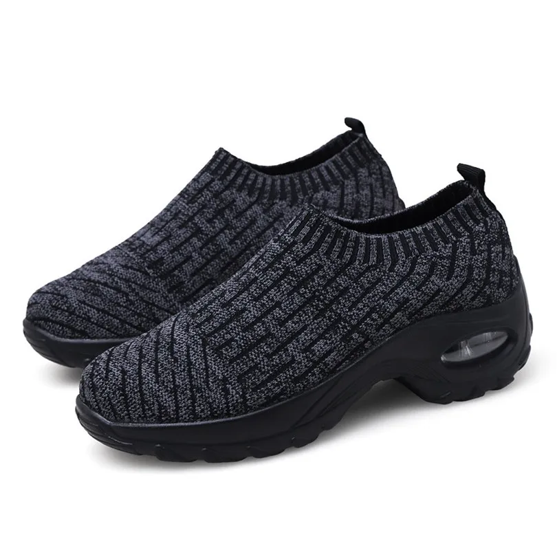 LIN KING Big Size Spring Autumn Women Casual Shoes Height Increase Wedges Platform Sneakers Striped Vulcanized Shoes For Women