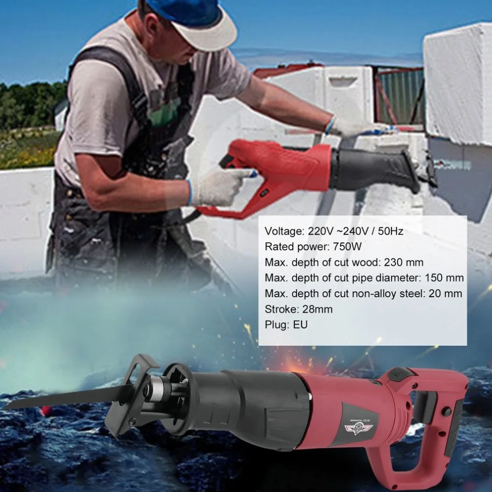 

Universal Reciprocating Saw Saber For Wood Metal Cutting 750W Electric Saw Machine Durable Electric Power Tools EU Plug