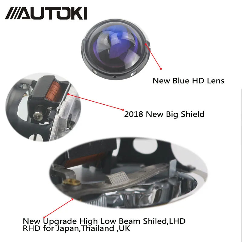 Autoki автомобильный стильный апгрейд, металлический 3,0 дюймов Hella G5-Голубые линзы в золотистой оправе Биксеноновая разрядная лампа высокой интенсивности для фары объектив проектора подходит для автомобиля H4 LHD RHD