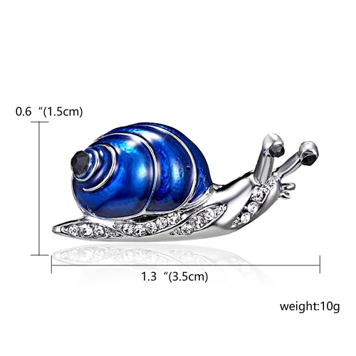 RINHOO модные эмалированные броши в виде улитки, бабочки, шарф со стразами, украшение для одежды, булавка для женщин, ювелирные изделия новинки, мужские аксессуары - Окраска металла: Blue snail