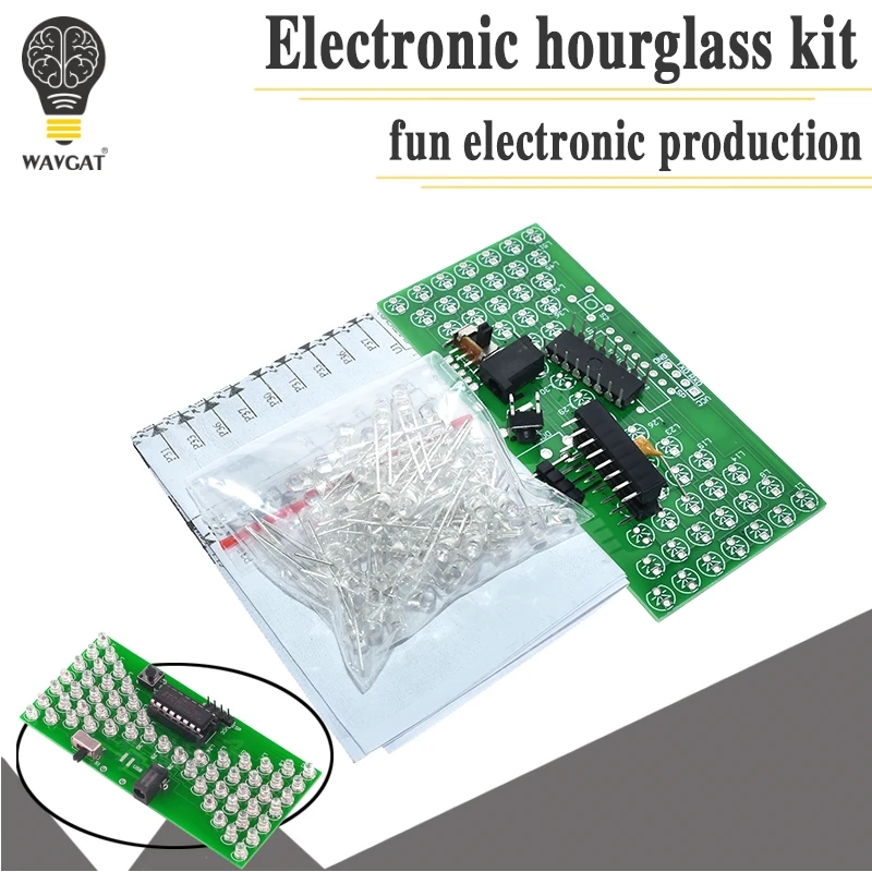 5V Electronic Hourglass DIY Kit Funny Electric Production Kits Precise With LED Lamps Double Layer PCB Board 84*40mm